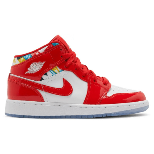 Nike Air Jordan 1 Mid GS Barcelona Sweater Red Patent DC7248 600 - Nike Air Jordan 1 Mid GS Barcelona Sweater Red Patent DC7248 600