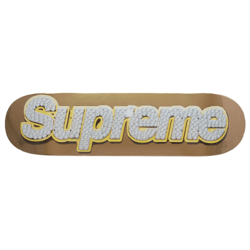 Supreme Bling Box Logo Skateboard Deck Gold SS22 - SoleyGrail