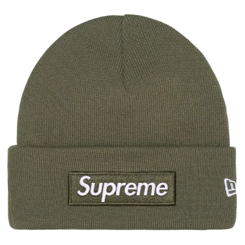 Supreme New Era Box Logo Beanie FW25 Light Olive - SoleyGrail