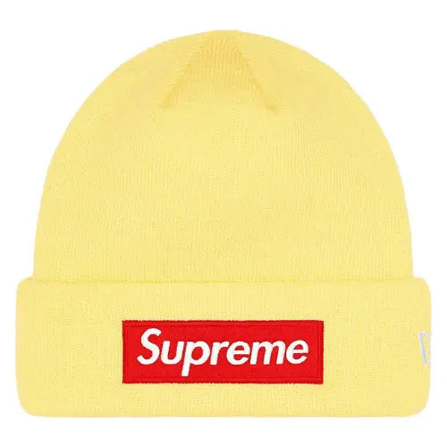 Supreme New Era Box Logo Beanie FW22 Pale Yellow