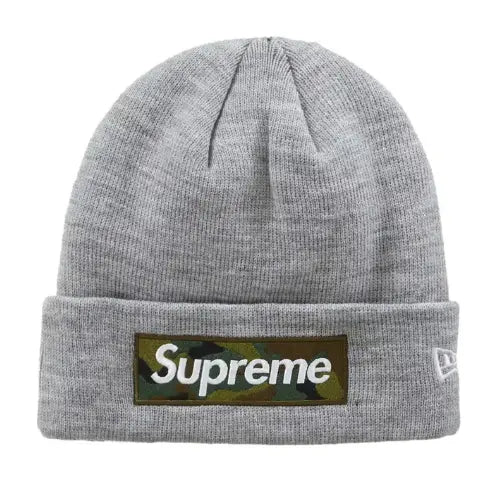 Supreme New Era Box Logo Beanie FW23 Heather Grey