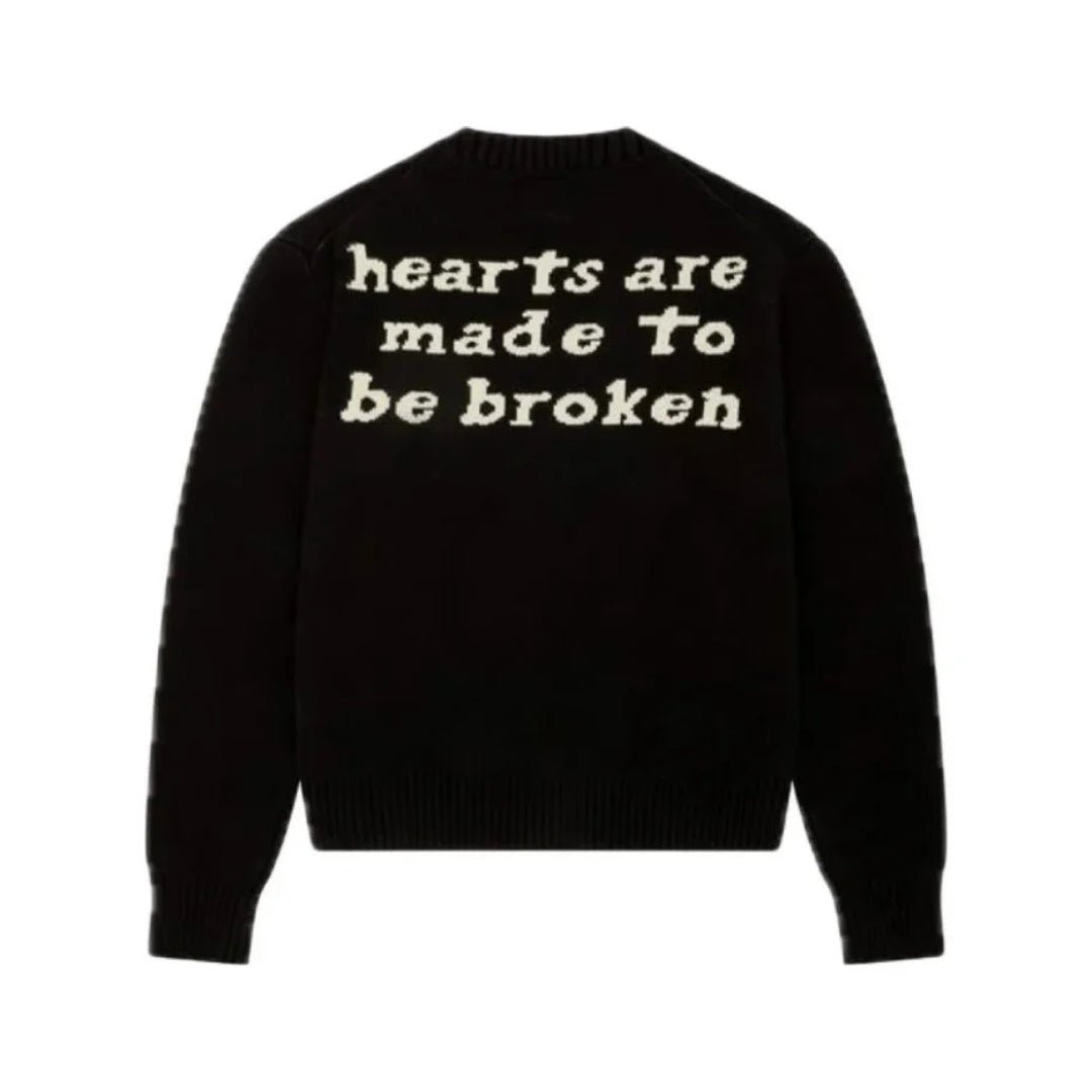 Broken Planet Hearts Are Made To Be Broken Knit Sweater Midnight Black - Broken Planet Hearts Are Made To Be Broken Knit Sweater Midnight Black