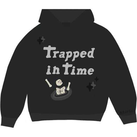 Broken Planet Trapped In Time Hoodie Soot Black -Broken Planet Trapped In Time Hoodie Soot Black