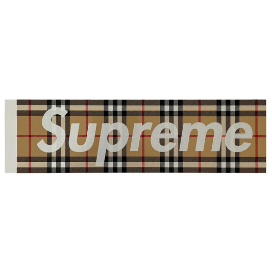Supreme Beige Burberry Box Logo Sticker -Supreme Beige Burberry Box Logo Sticker