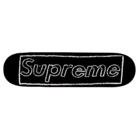 Supreme KAWS Chalk Logo Skateboard Deck Black SS21 - Supreme KAWS Chalk Logo Skateboard Deck Black SS21