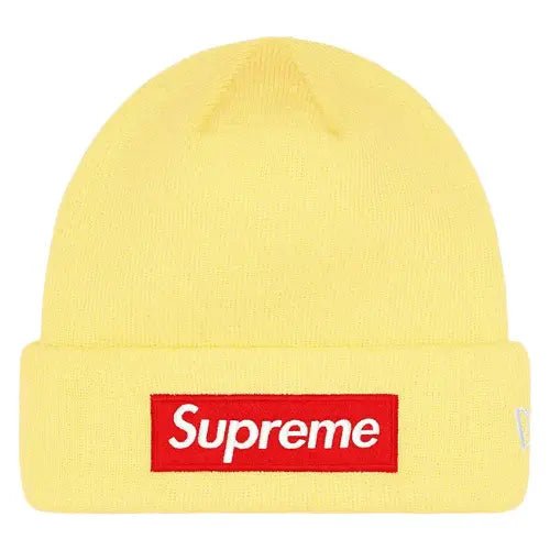 Supreme New Era Box Logo Beanie FW22 Pale Yellow - Supreme New Era Box Logo Beanie FW22 Pale Yellow