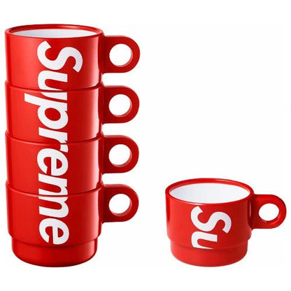 Supreme New York Stacking Cups Set Of 4 Red -Supreme New York Stacking Cups Set Of 4 Red