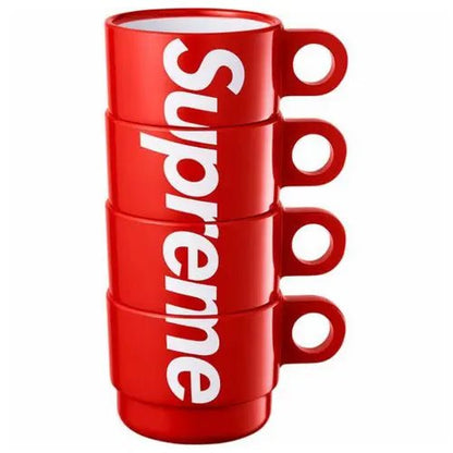 Supreme New York Stacking Cups Set Of 4 Red -Supreme New York Stacking Cups Set Of 4 Red