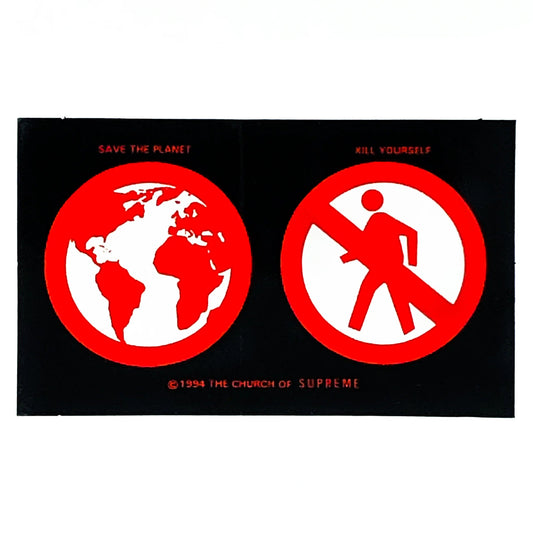 Supreme Save The Planet Large Black/ Red Sticker -Supreme Save The Planet Large Black/ Red Sticker